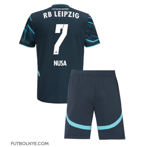 Camiseta RB Leipzig Antonio Nusa #7 Tercera Equipación para niños 2024-25 manga corta (+ pantalones cortos)